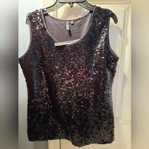 Sioni Black Sequin Sleeveless Tank Top Size S NWT